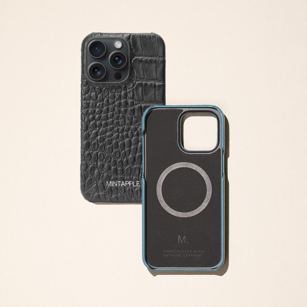 Alligator Leather iPhone Case demonstrating MagSafe magnet