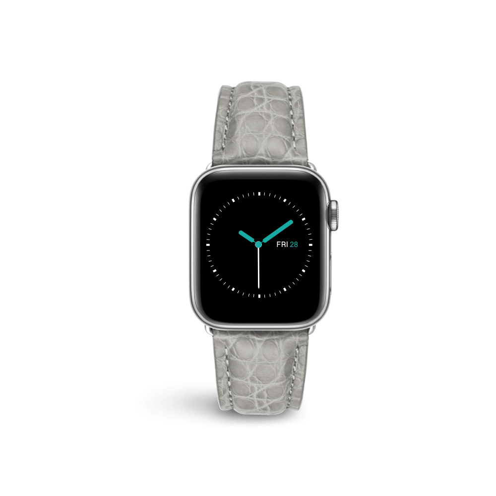 Apple Watch Strap | Genuine Exotic Crocodile Leather | Grey | 44mm