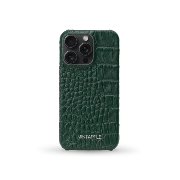 iPhone 16 Pro Case | Alligator Embossed Leather | Green | Wireless