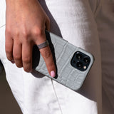 Soft Embossed Alligator Leather iPhone 12 Pro Case - Grey - Mintapple