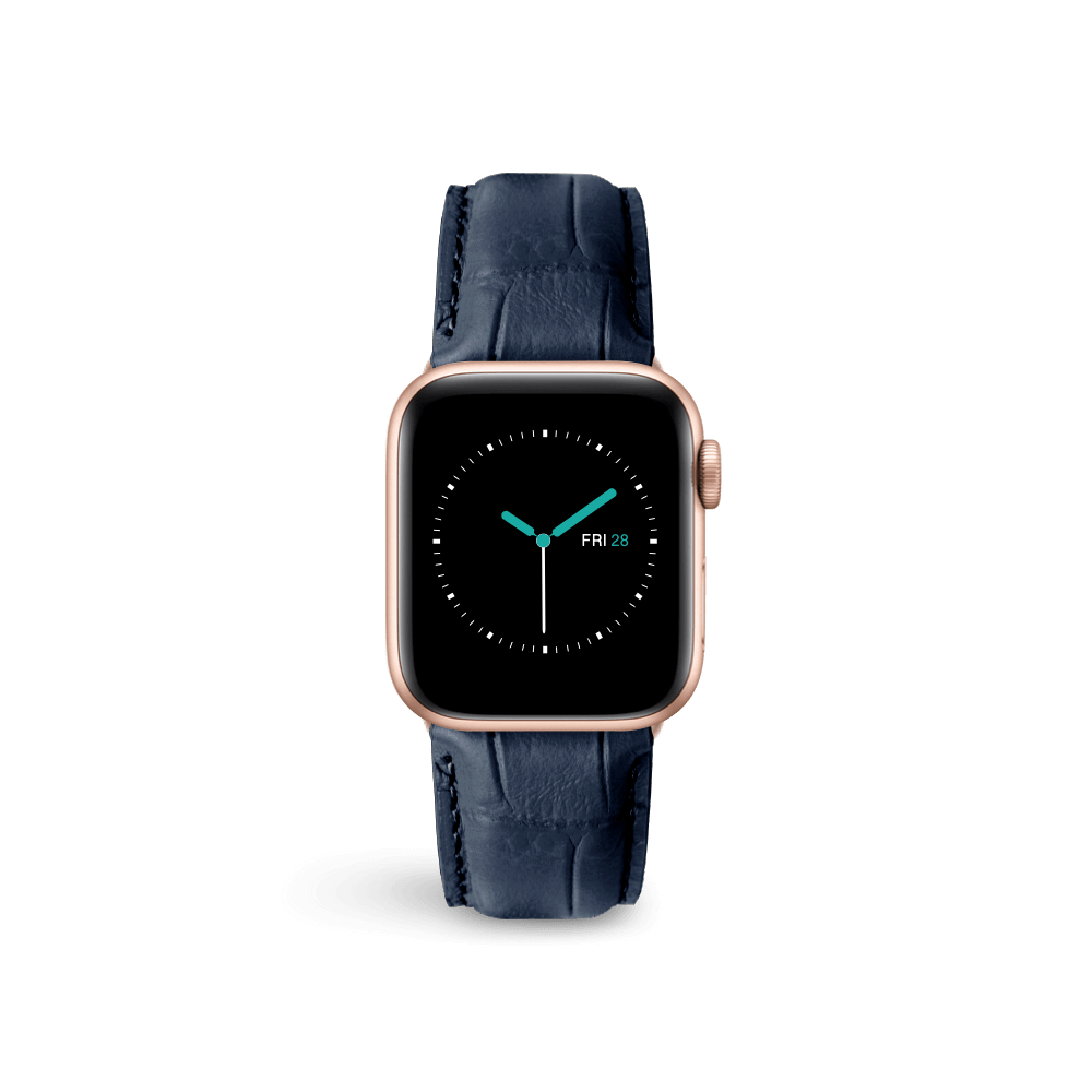 Alligator Embossed Leather Blue 42mm 44mm 45mm 46mm 49mm Jet Black Series 10 11 Silver