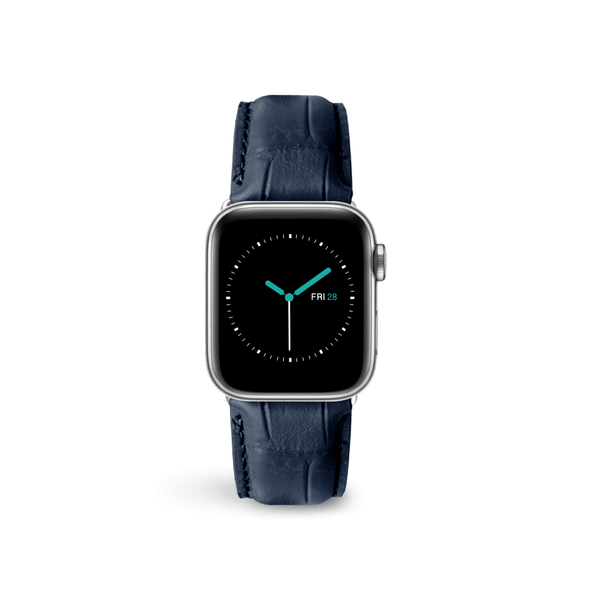 Apple Watch Strap Alligator Embossed Leather Blue 44mm
