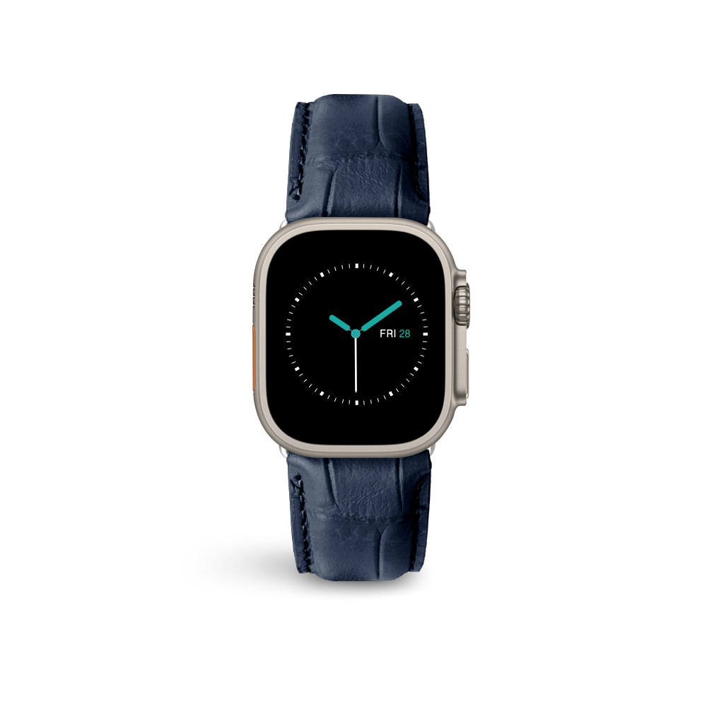 Alligator Embossed Leather Blue