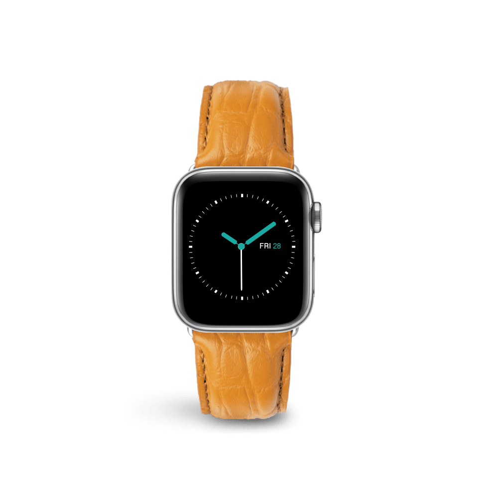 Apple Watch Strap Alligator Embossed Leather Orange 44mm