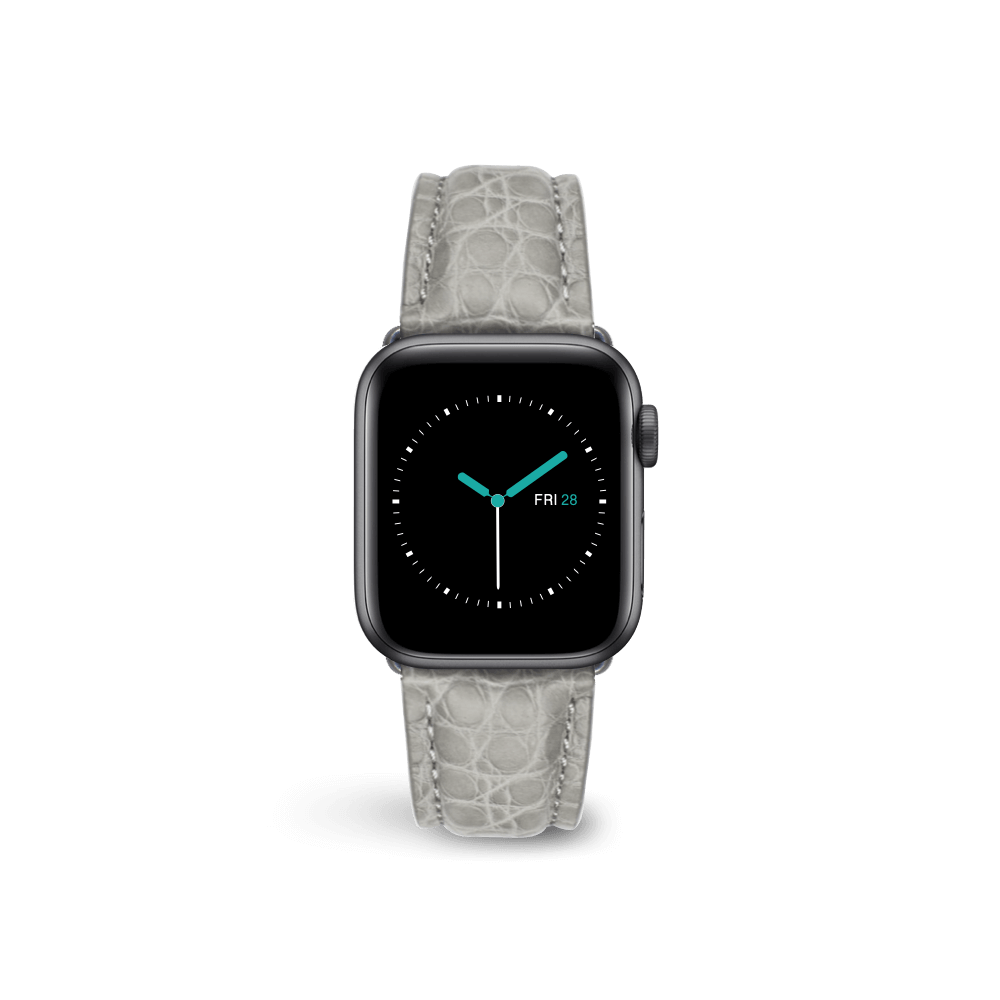 Apple Watch Strap Genuine Exotic Crocodile Leather Grey 44mm - Main Image