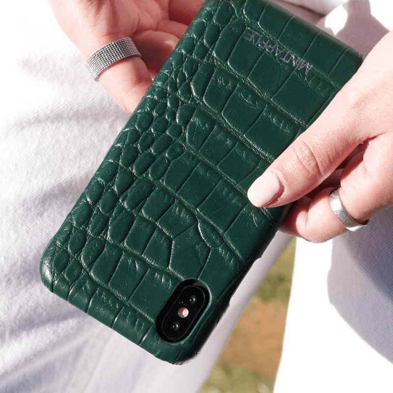 Soft Embossed Alligator Leather iPhone XR Case - Green - Mintapple